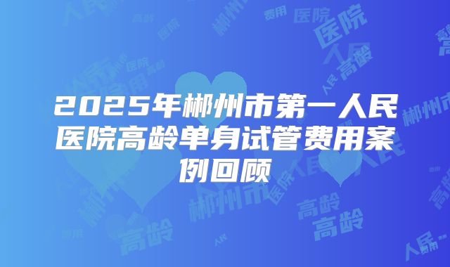 2025年郴州市第一人民医院高龄单身试管费用案例回顾