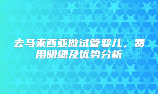 去马来西亚做试管婴儿，费用明细及优势分析