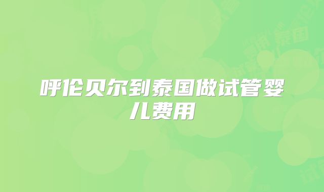 呼伦贝尔到泰国做试管婴儿费用