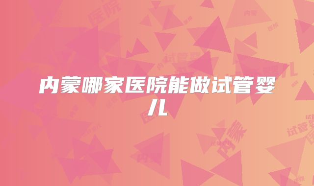 内蒙哪家医院能做试管婴儿