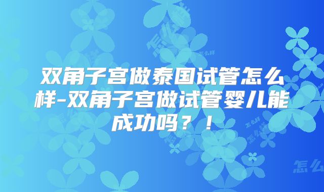 双角子宫做泰国试管怎么样-双角子宫做试管婴儿能成功吗？！