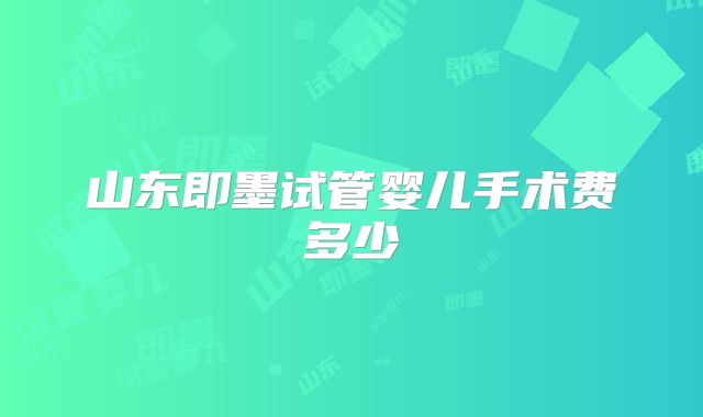 山东即墨试管婴儿手术费多少