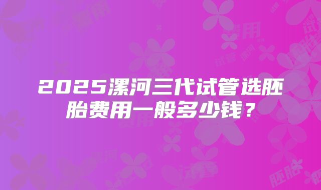 2025漯河三代试管选胚胎费用一般多少钱？