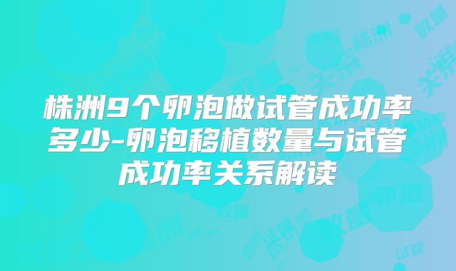 株洲9个卵泡做试管成功率多少-卵泡移植数量与试管成功率关系解读