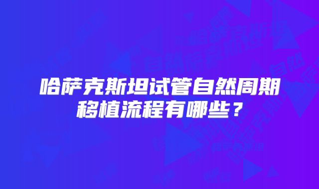 哈萨克斯坦试管自然周期移植流程有哪些?