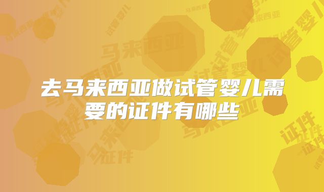 去马来西亚做试管婴儿需要的证件有哪些