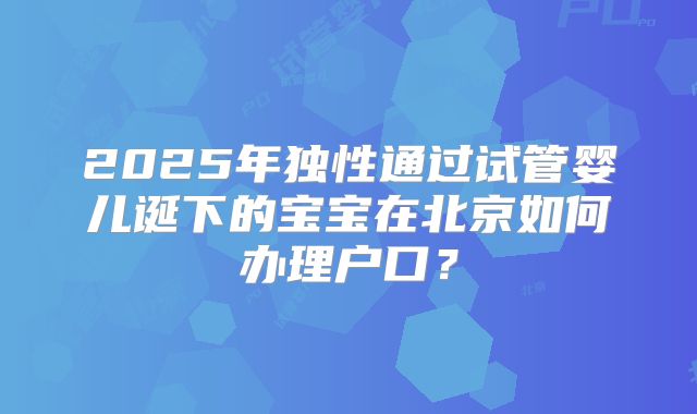 2025年独性通过试管婴儿诞下的宝宝在北京如何办理户口?