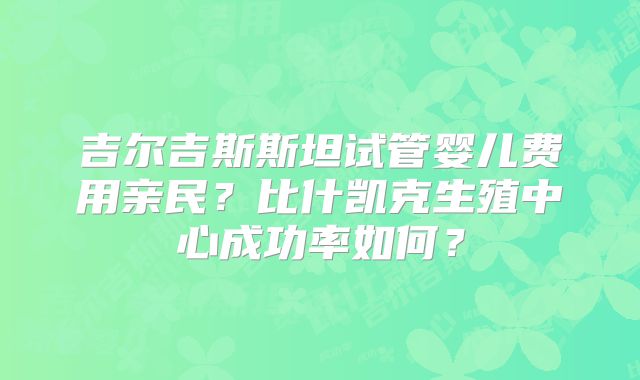 吉尔吉斯斯坦试管婴儿费用亲民?比什凯克生殖中心成功率如何?