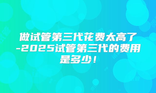 做试管第三代花费太高了-2025试管第三代的费用是多少!