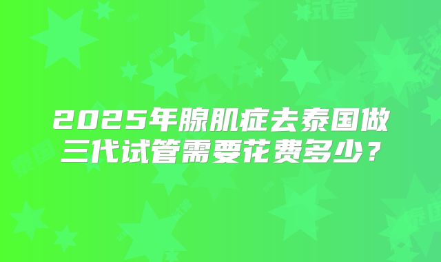 2025年腺肌症去泰国做三代试管需要花费多少？