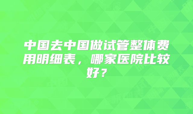 中国去中国做试管整体费用明细表，哪家医院比较好？