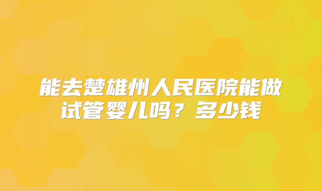 能去楚雄州人民医院能做试管婴儿吗?多少钱