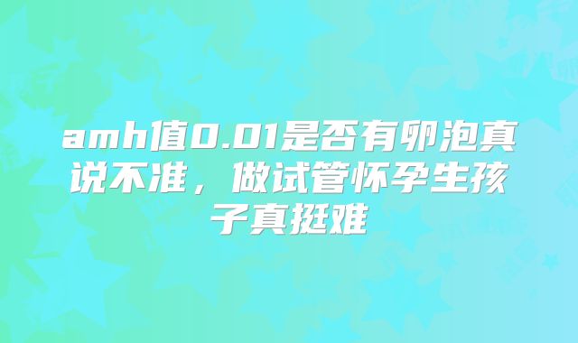 amh值0.01是否有卵泡真说不准，做试管怀孕生孩子真挺难