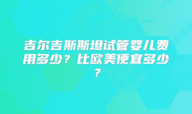 吉尔吉斯斯坦试管婴儿费用多少？比欧美便宜多少？