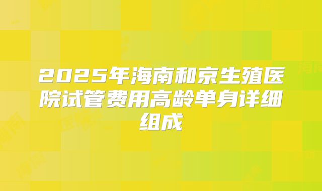 2025年海南和京生殖医院试管费用高龄单身详细组成