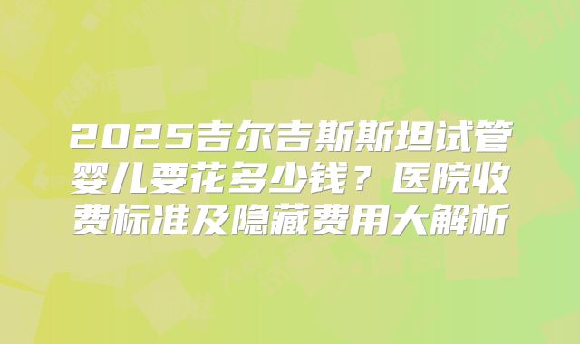 2025吉尔吉斯斯坦试管婴儿要花多少钱?医院收费标准及隐藏费用大解析