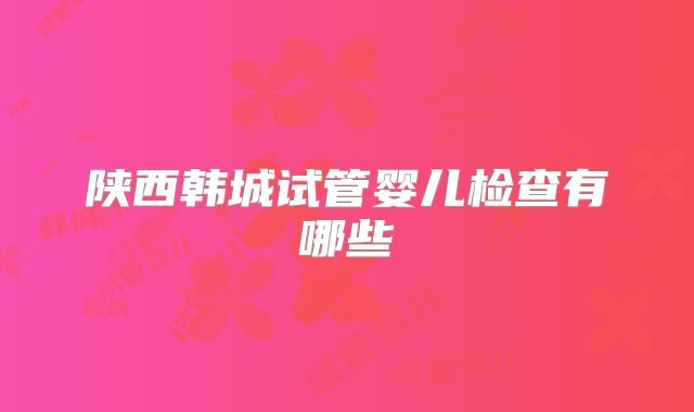 陕西韩城试管婴儿检查有哪些