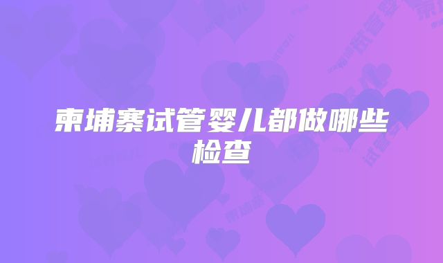 柬埔寨试管婴儿都做哪些检查