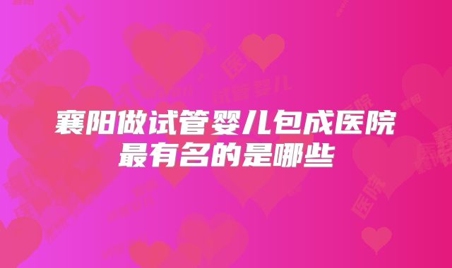 襄阳做试管婴儿包成医院最有名的是哪些