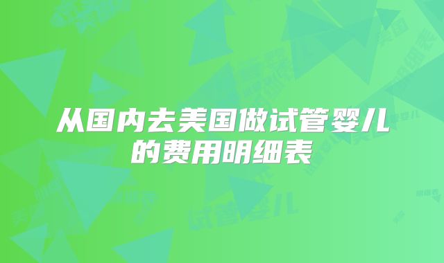 从国内去美国做试管婴儿的费用明细表