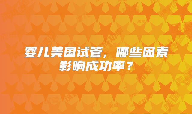婴儿美国试管, 哪些因素影响成功率?