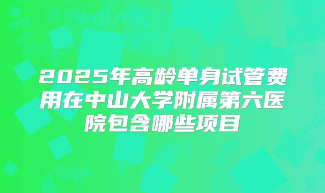 2025年高龄单身试管费用在中山大学附属第六医院包含哪些项目