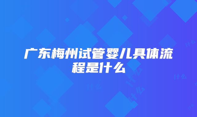 广东梅州试管婴儿具体流程是什么