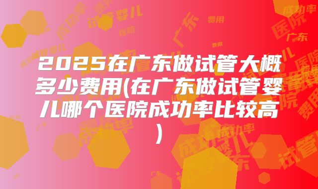 2025在广东做试管大概多少费用(在广东做试管婴儿哪个医院成功率比较高)