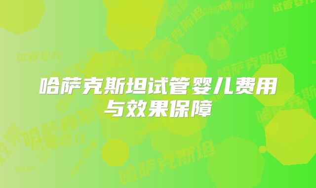 哈萨克斯坦试管婴儿费用与效果保障