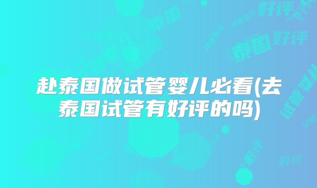 赴泰国做试管婴儿必看(去泰国试管有好评的吗)