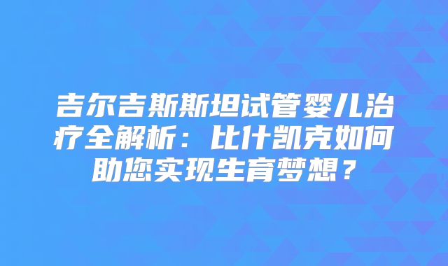 吉尔吉斯斯坦试管婴儿治疗全解析:比什凯克如何助您实现生育梦想?
