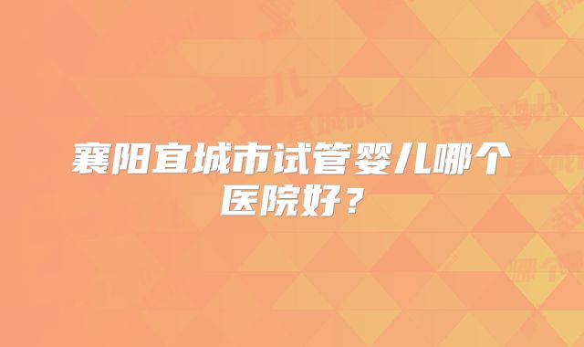 襄阳宜城市试管婴儿哪个医院好？