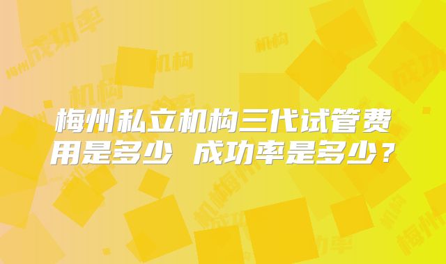 梅州私立机构三代试管费用是多少 成功率是多少?
