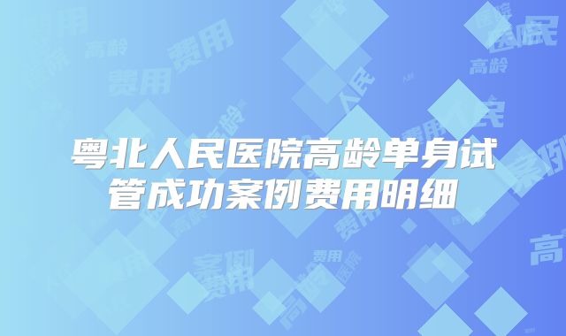 粤北人民医院高龄单身试管成功案例费用明细
