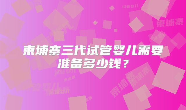 柬埔寨三代试管婴儿需要准备多少钱？