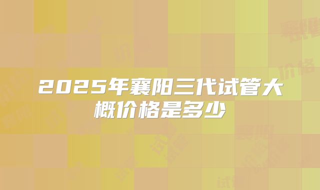 2025年襄阳三代试管大概价格是多少