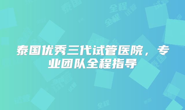 泰国优秀三代试管医院,专业团队全程指导