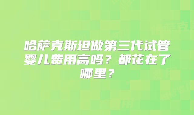 哈萨克斯坦做第三代试管婴儿费用高吗?都花在了哪里?
