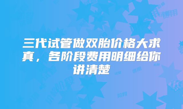 三代试管做双胎价格大求真,各阶段费用明细给你讲清楚