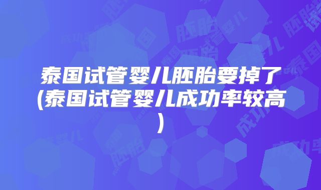 泰国试管婴儿胚胎要掉了(泰国试管婴儿成功率较高)