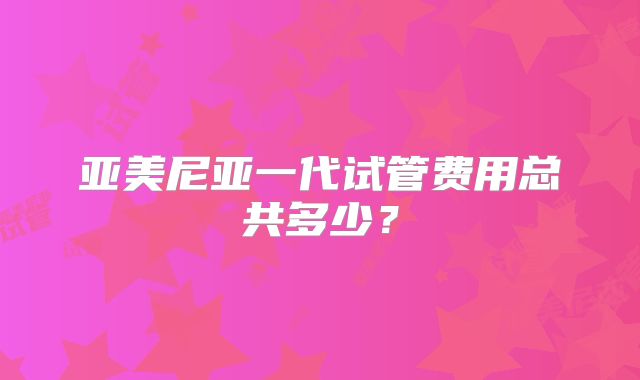 亚美尼亚一代试管费用总共多少？