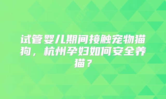 试管婴儿期间接触宠物猫狗,杭州孕妇如何安全养猫?