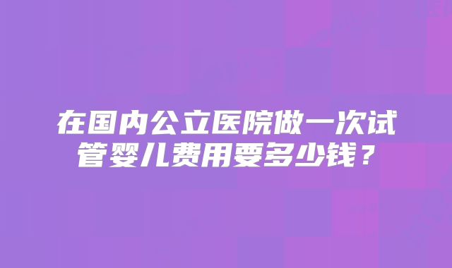 在国内公立医院做一次试管婴儿费用要多少钱?