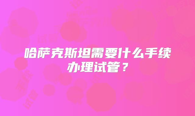 哈萨克斯坦需要什么手续办理试管？