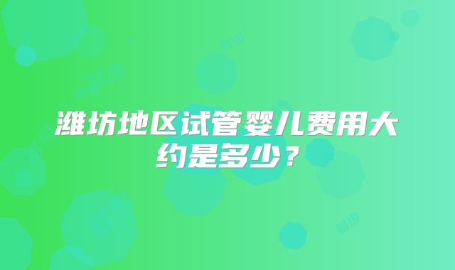 潍坊地区试管婴儿费用大约是多少?