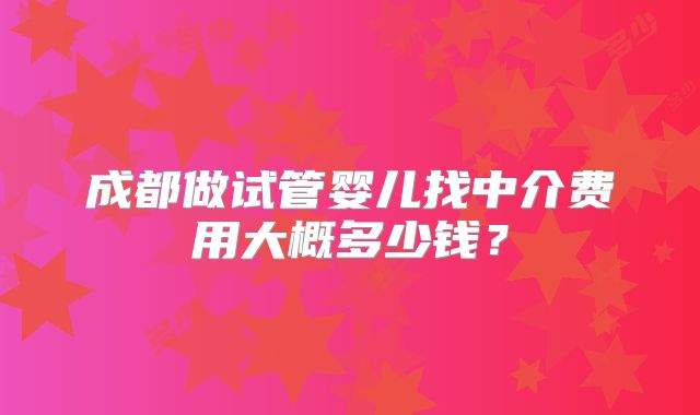 成都做试管婴儿找中介费用大概多少钱?