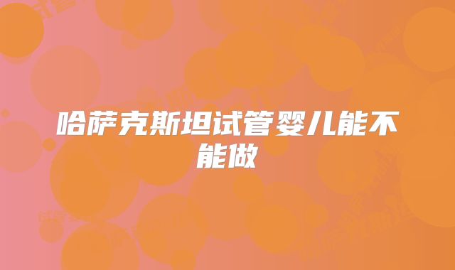 哈萨克斯坦试管婴儿能不能做