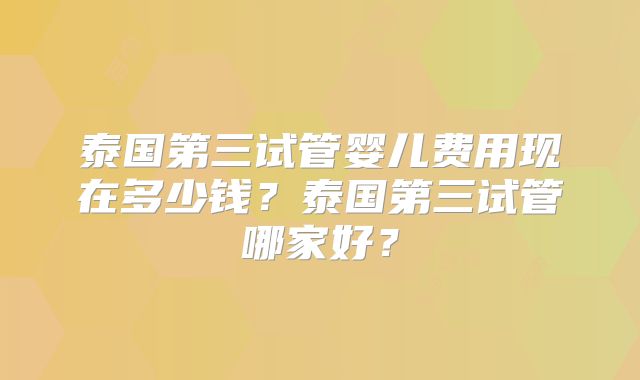 泰国第三试管婴儿费用现在多少钱?泰国第三试管哪家好?