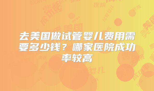 去美国做试管婴儿费用需要多少钱？哪家医院成功率较高