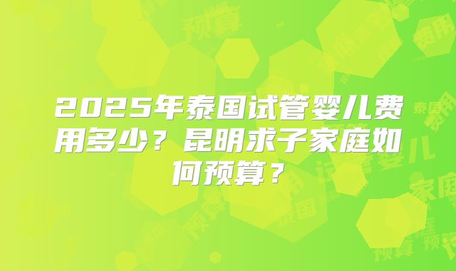 2025年泰国试管婴儿费用多少？昆明求子家庭如何预算？